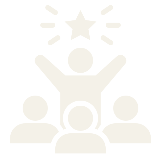 Person raising arms with star above